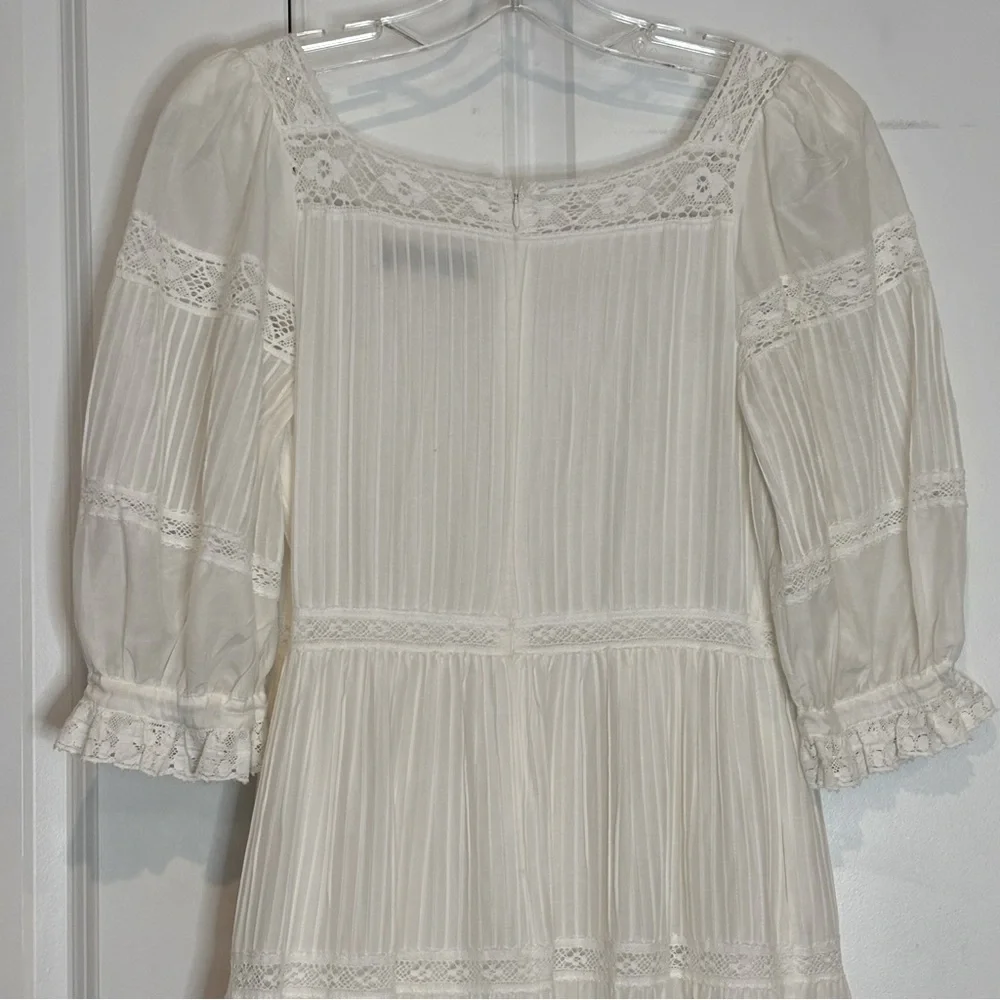 Hunter Bell Evelyn White Silk Cotton Lace Trim Square Neck Midi Maxi Dress 6 - Picture 8 of 12